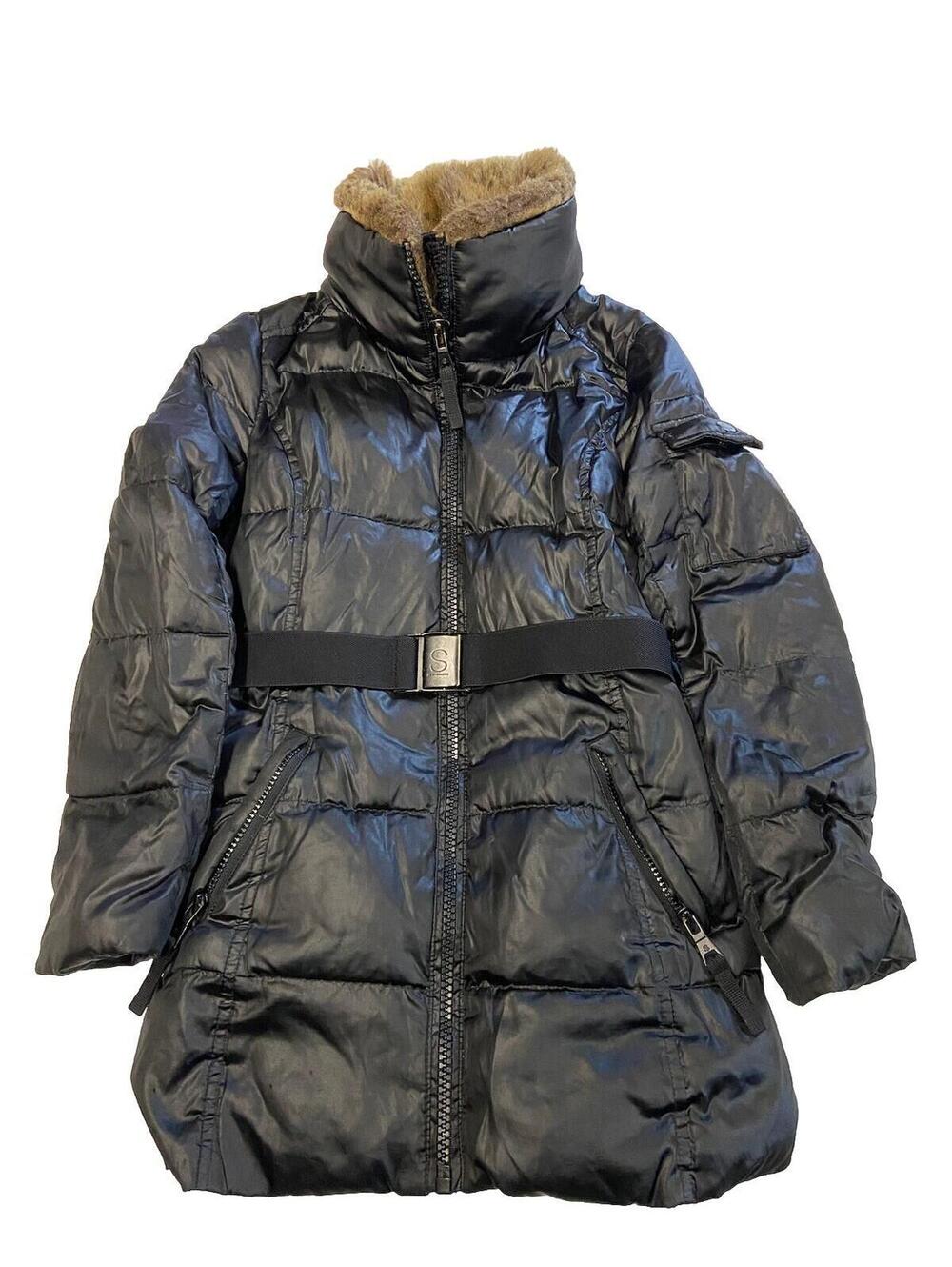 Womens 13/NYC Black Belted Feather Down Puffer Jacket Sz S